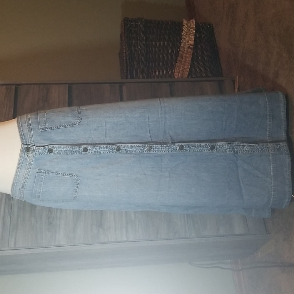 Chaps Button Down Denim Skirt
